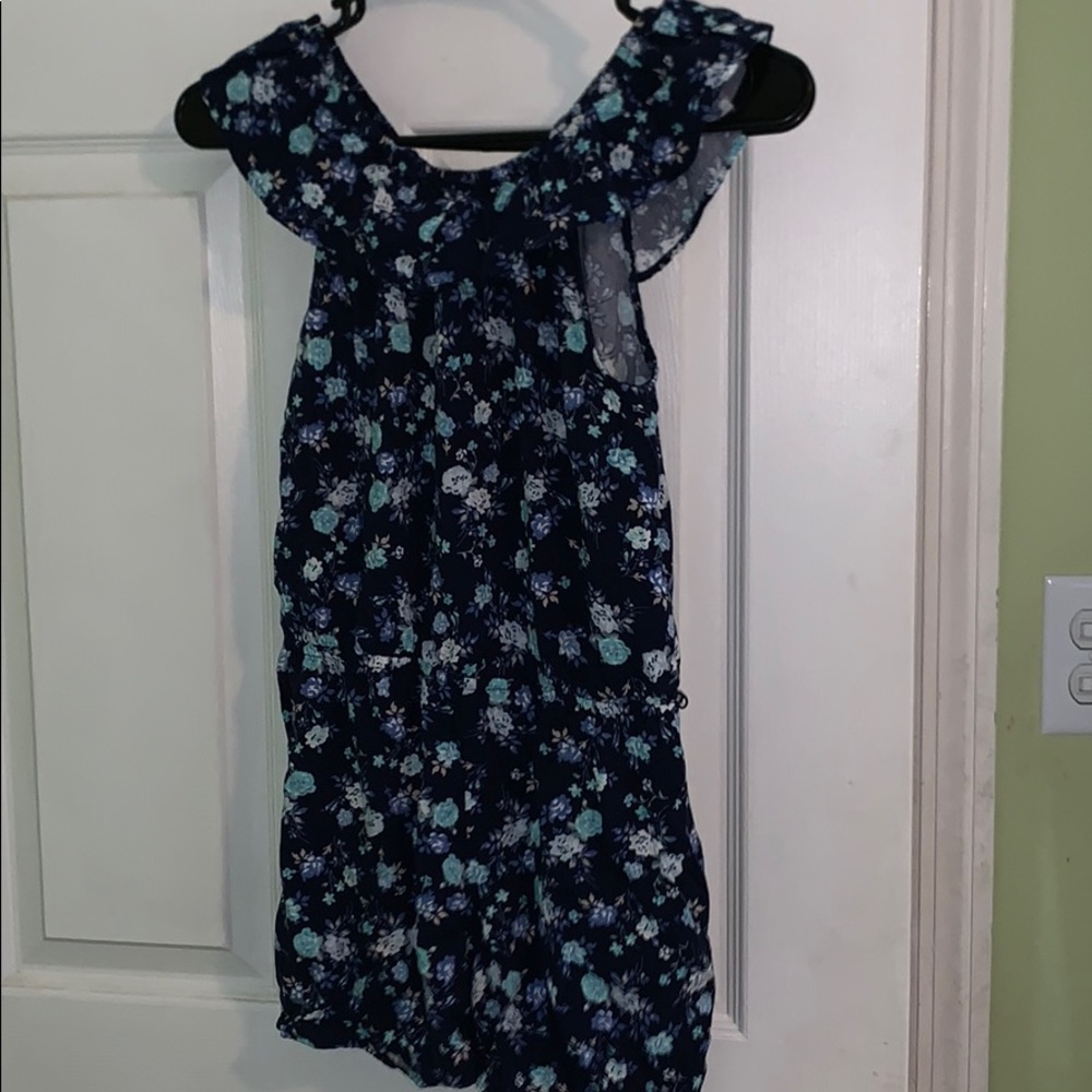 Blue Floral Romper Youth Large